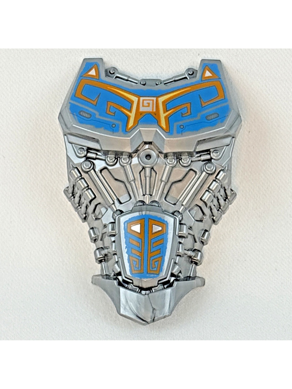 Lego Bionicle Large Figure Torso Flat Silver Printed Blue Orange Armor 24193PB02